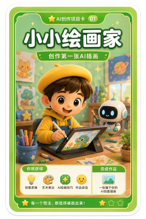 AI创作成就卡片:小小绘画家