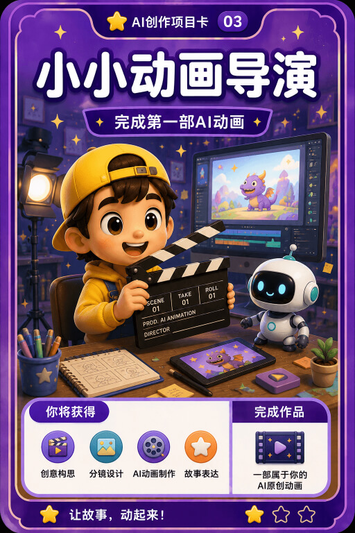 AI创作成就卡片:小小动画导演