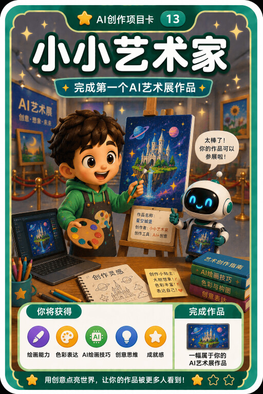 AI创作成就卡片:小小艺术家
