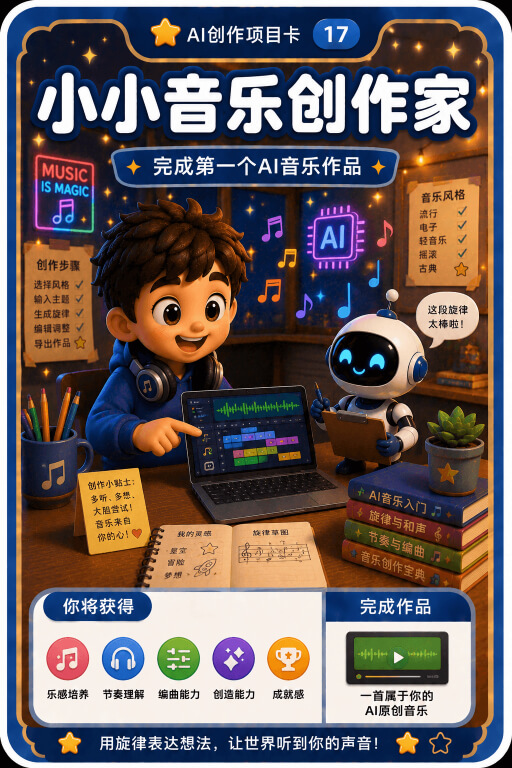 AI创作成就卡片:小小音乐创作家