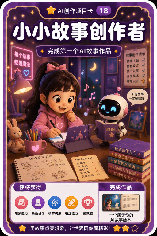 AI创作成就卡片:小小故事创作者