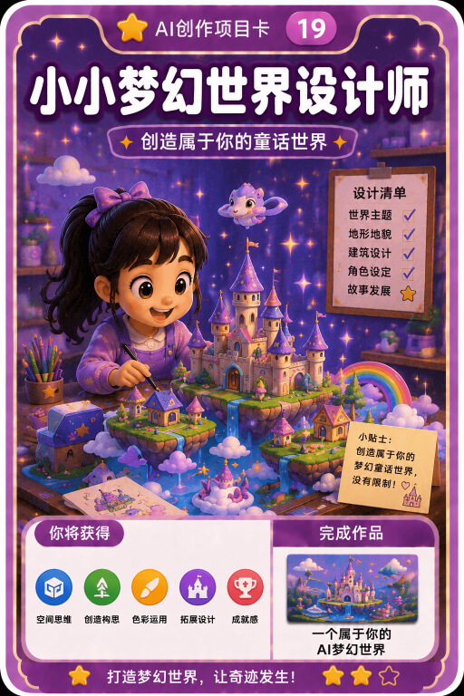 AI创作成就卡片:小小梦幻世界设计师