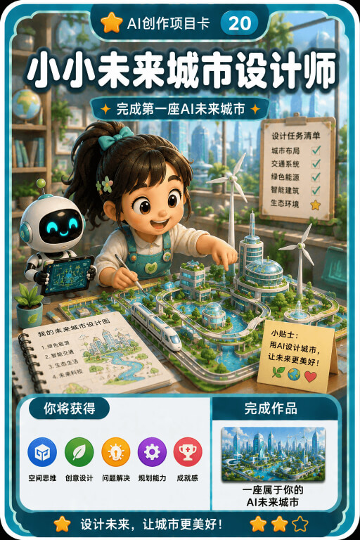 AI创作成就卡片:小小未来城市设计师