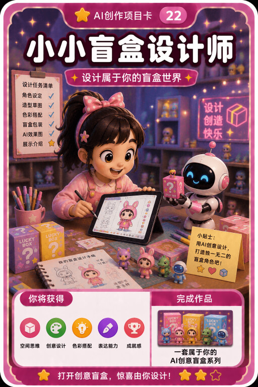 AI创作成就卡片:小小盲盒设计师