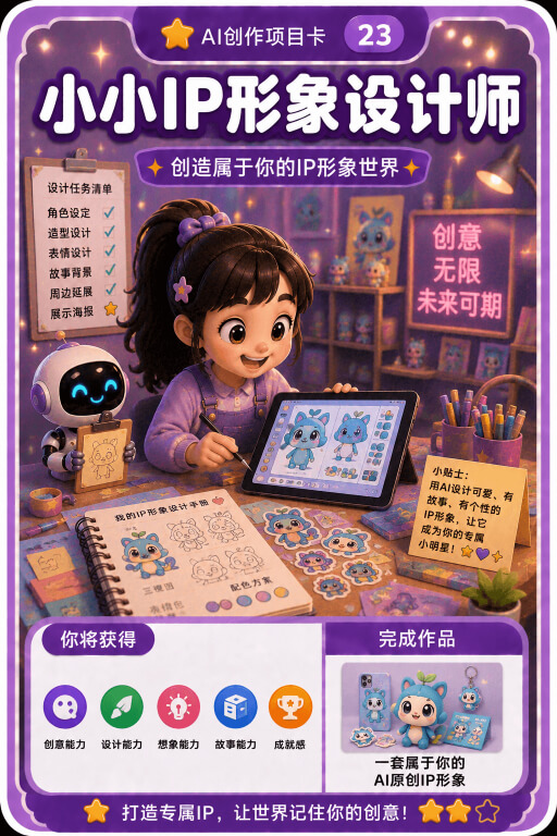AI创作成就卡片:小小IP形象设计师