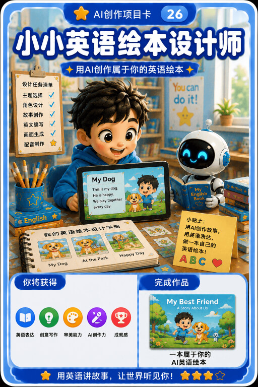 AI创作成就卡片:小小英语绘本设计师